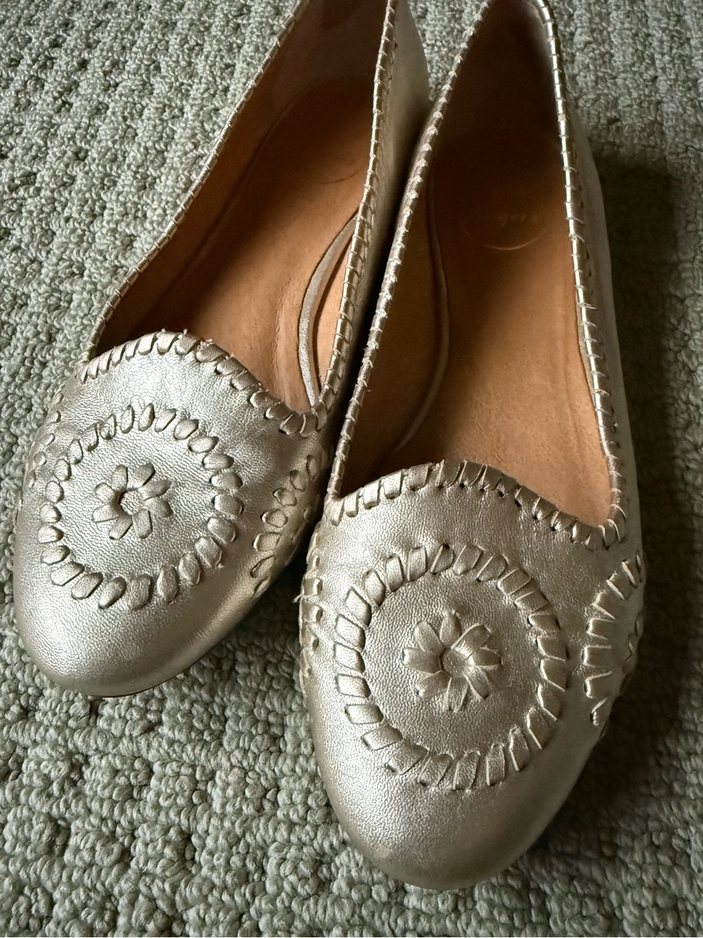 Jack Rogers Metallic Silver Slip-On Loafers - 9M